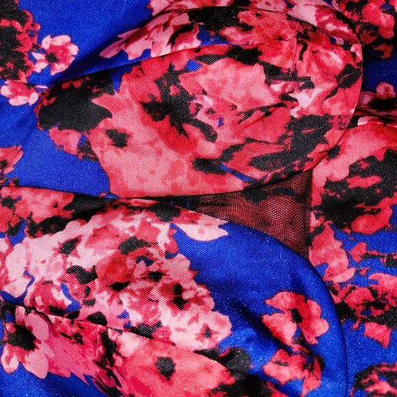 B. Darlin Strapless Sweetheart Bustier Party Dress Blue Red floral black lace XS - Picture 6 of 16